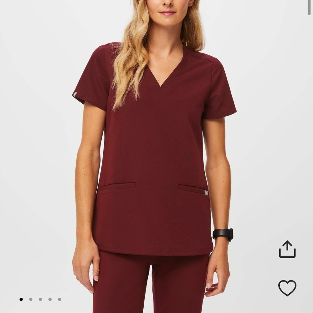 SET of FIGS scrubs in burgundy. Casma top, Zamora joggers bottoms. Both size M.